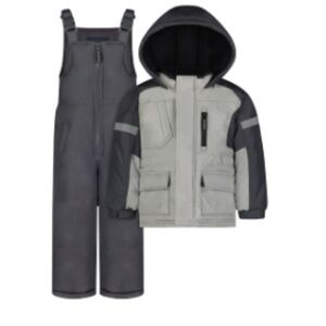 Boys London fog coat and snow pant bib matching set